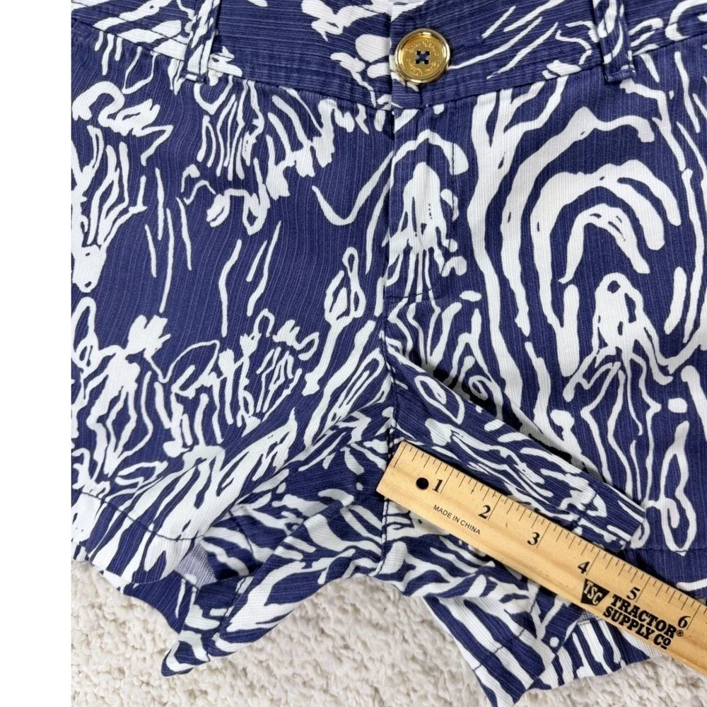 Lilly Pulitzer Callahan Shorts Women 8 Blue Zebra Print Preppy Chino